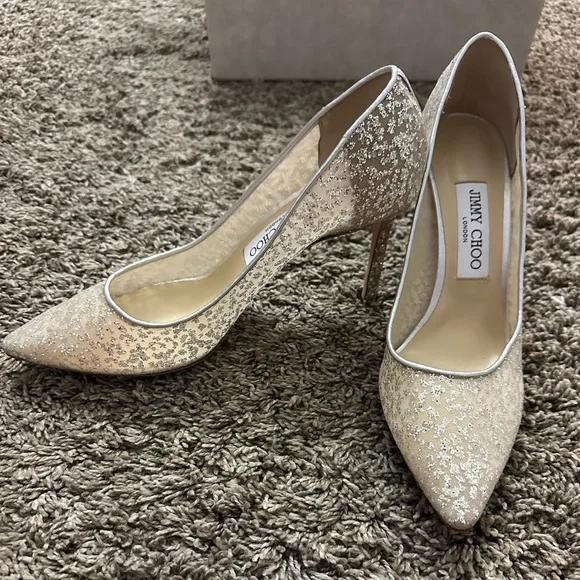 Jimmy Choo | Shoes | Jimmy Choo Romy 85 Silver Tulle | Poshmark